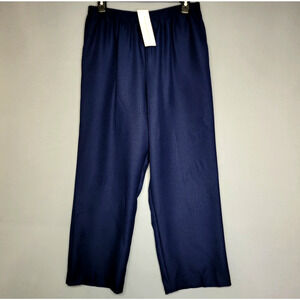 Alfred Dunner Straight Leg Pants Slacks Womens 16 Navy Blue Elastic Waist New